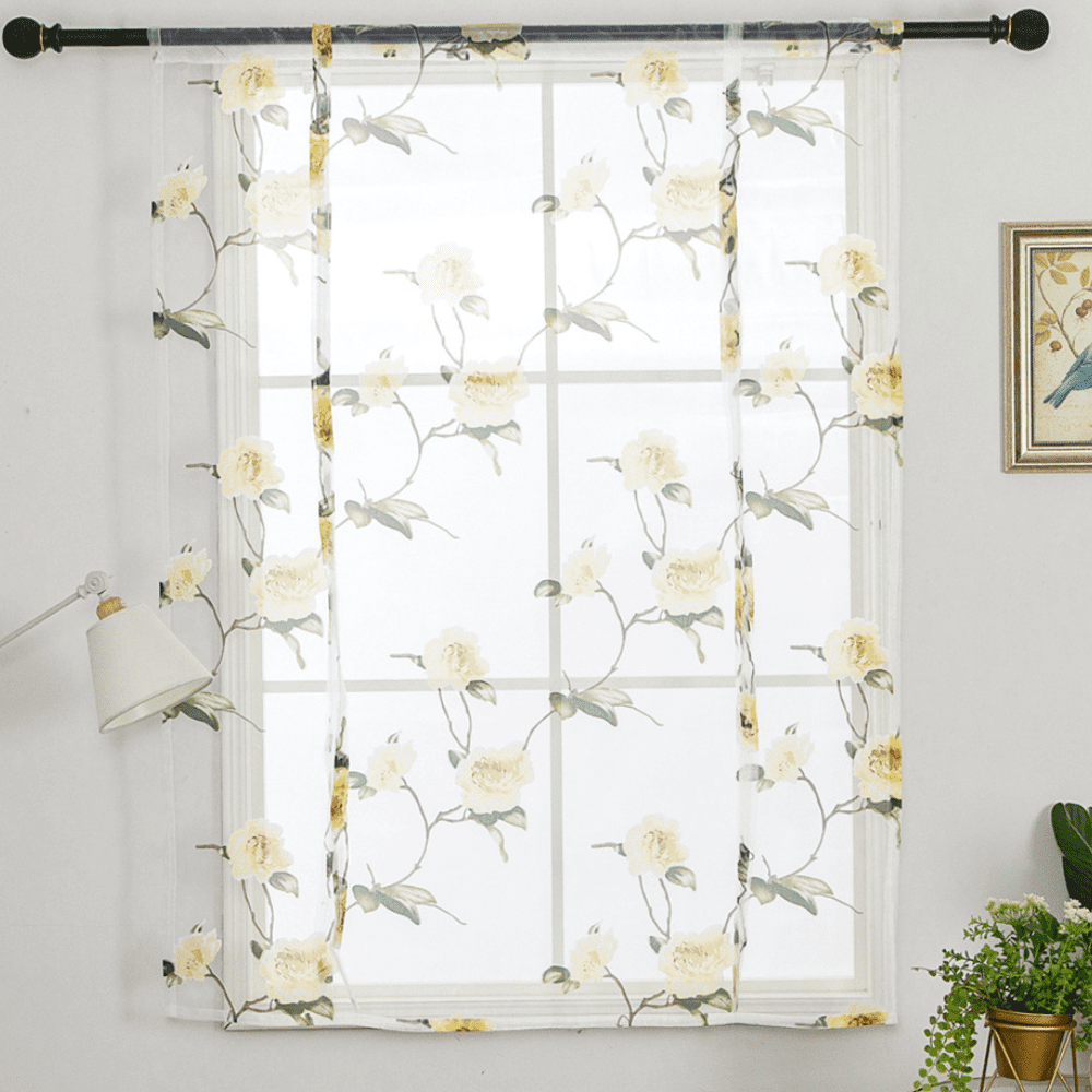 GUIAJ Roman Window Curtains,Semi Sheer Tie Up,Adjustable Curtains