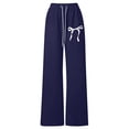thumbnail image 3 of UACY Girls Bow Sweatpants Baggy Wide Leg Teen Sweat Pants | Bowknot Print with Pockets Elastic Waist Mid Rise Youth Preppy Trousers (Dark Blue, 4-5 Years), 3 of 3