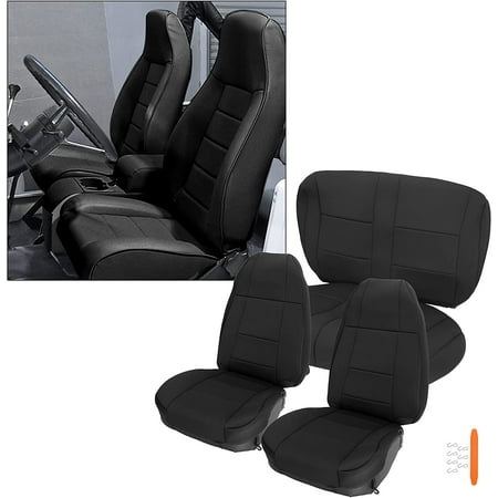 Kojem Black Cloth Seat Covers Sets Compatible with 1991-1995 Jeep Wrangler YJ 4WD Kojem Black Cloth Seat Covers Sets Compatible with 1991-1995 Jeep Wrangler YJ 4WD