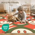 thumbnail image 4 of ODIKA 8'x10' Washable Area Rug Retro Mid Funky Century Playful Motif Coral Abstract Bathroom for King Size Bedroom Under Bed, Master Suite, Non-Shedding, Easy Care, 4 of 7