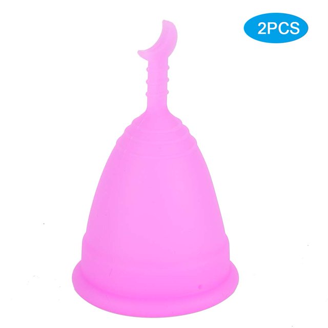 2 uds copa menstrual de silicona para mujer copa de higiene femenina suministros para el período de menstruación en forma de luna púrpura L