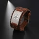 thumbnail image 1 of Symbol of Evil Satanic Amulet Talisman Occult Baphomet Adjustable Charm Viking Magic Wide Leather Bracelet for Men, 1 of 5