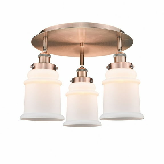 Innovations Lighting Canton - 3 Light 18" Flush Mount Antique Copper/Matte White