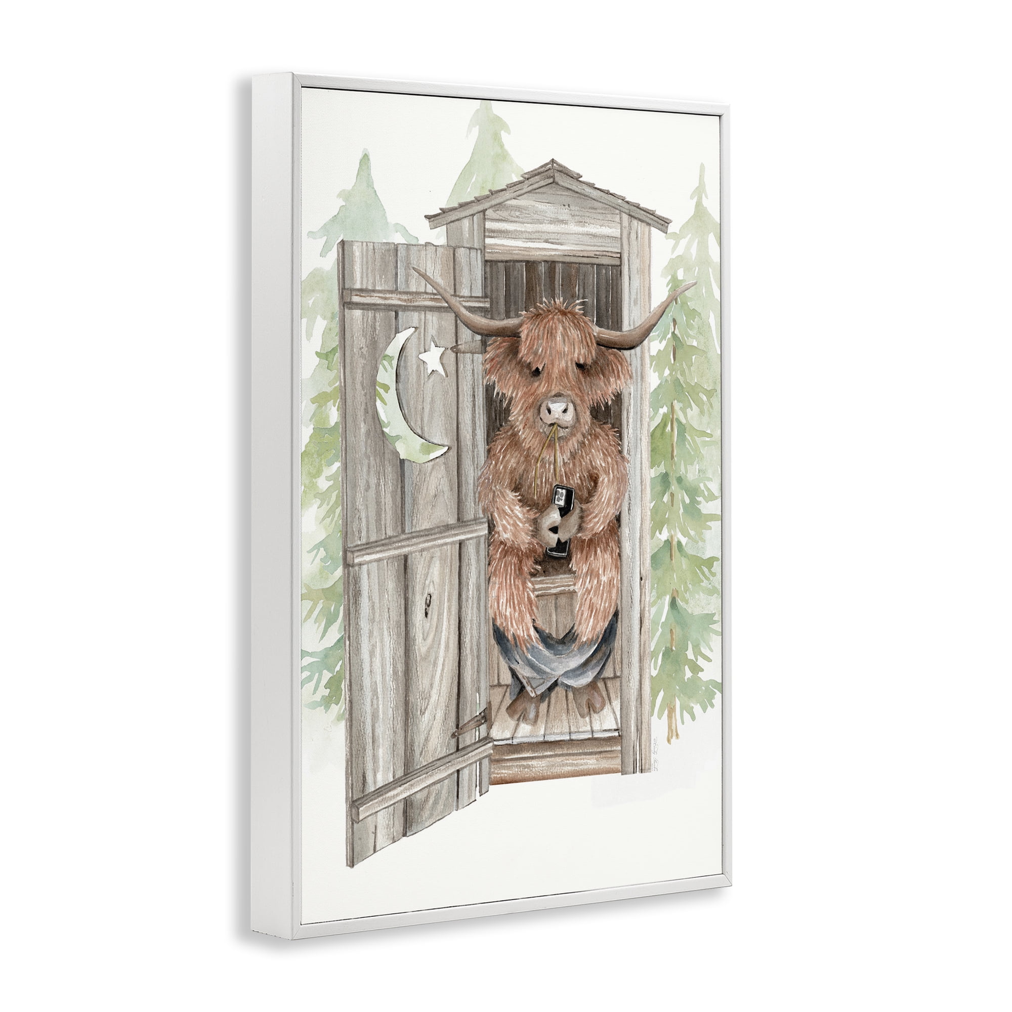 Stupell Industries Lost In Scroll Outhouse White Framed Giclee Art, design by Cindy Jacobs