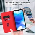 thumbnail image 3 of Wallet Case for iPhone 13 Pro 6.1 inch, Luxury Quilted PU Leather Flip Cover [Shockproof TPU] [Support Wireless Charging] with 2 Card Slots, Kickstand, FRID Blocking Case Cover, Red, 3 of 10