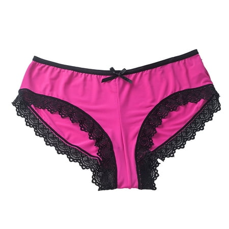 

Womens Underwear Tummy Control Lace Ice Silk Low Waist Pants Cotton Crotch Briefs Panties 3 Pack