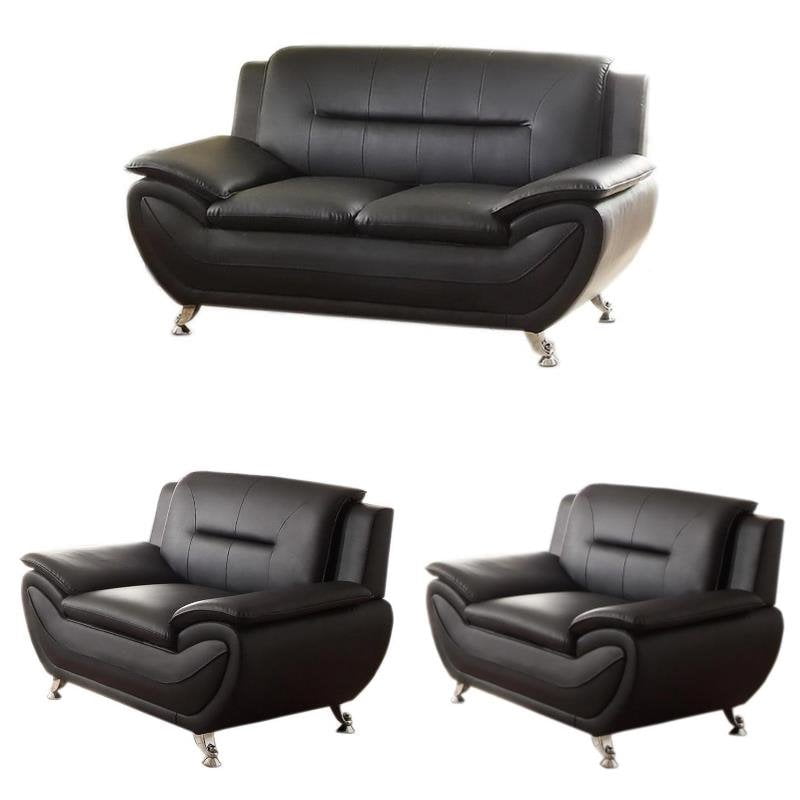 2 Piece Faux Leather Living Room Set With Sofa And Club Chair In Red Black Walmart Com