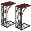 2 Pcs C Shaped Sofa Side End Tables Under Sofa Coffee Tray Living Room Set of 2