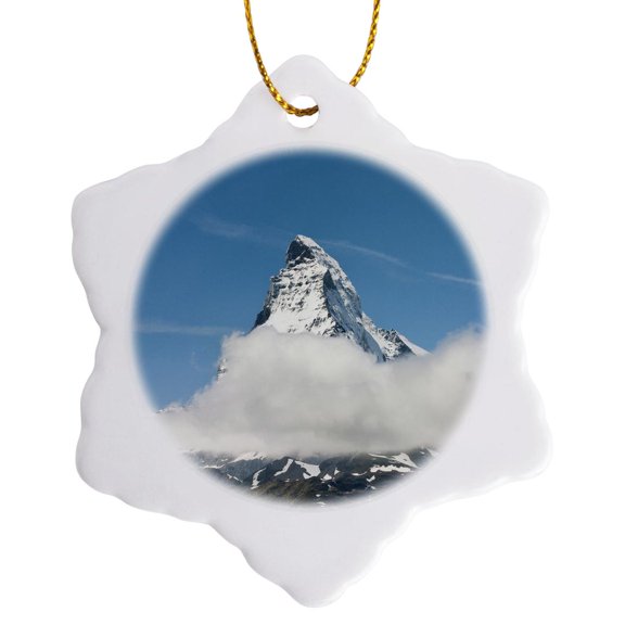 3drose, Materhorn, Mountain, Gornergrat, Switzerland - Eu29 Mde0121 - Michael Defreitas, 3 inch Snowflake Porcelain Ornament