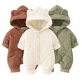 thumbnail image 2 of Chenyin Infant Baby Boys Girls Snowsuit Winter Hooded Bodysuit Warm Jumpsuit Outerwear Newborn Fleece Onesies Cartoon Romper for 0-18 Months, 2 of 9