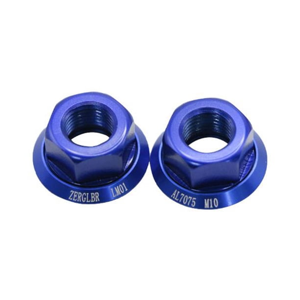 Nuez 2 uds tuercas de eje de cubo de rueda de bicicleta 7075 aleación de aluminio M10 * P1.0 tuerca de tornillo para rueda delantera y trasera de bicicleta