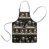 Black Christmas Santa Pattern Kids Aprons for Girls and Boys,Adjustable Neck Strap Toddler Aprons for Kids Cooking Baking