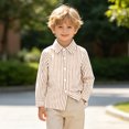 thumbnail image 5 of Tiijoy Kids Long Sleeve Striped Shirt Boys Girls Button Down Shirt Top, Khaki, Sizes 4-13, 5 of 5