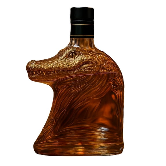 Crocodile Head Glass Wine Decanter Liquor Bottle for Whiskey Vodka Beer Handmade Artistic Glass Beverage Container Home Bar Decor