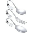 thumbnail image 1 of Ensemble de 3 Cuillères et Fourchettes à Manche Courbé Cuillères de Service Couverts en Acier Inoxydable, 1 of 5