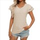 thumbnail image 3 of Camiseta de Verano para Mujer, con Cuello en V, Volantes y Mangas , Color Albaricoque L, 3 of 9