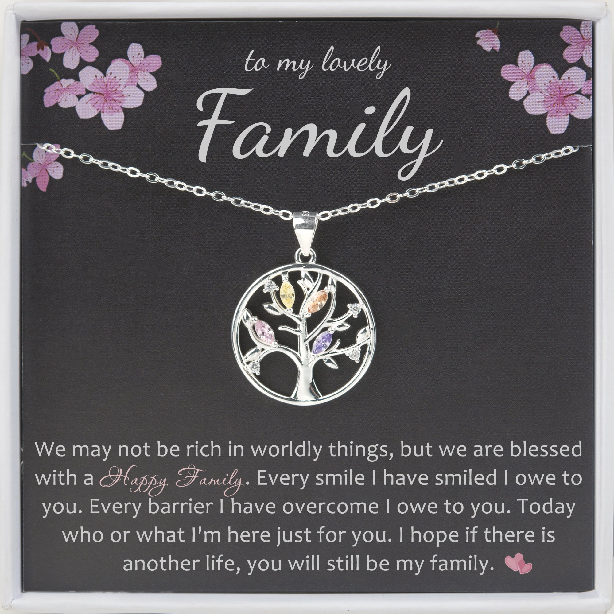 Anavia To My Lovely Family Sterling Silver Life of Tree Necklace Gift Card for Family Members