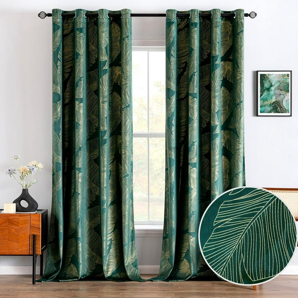 EcoNesxp Luxury Velvet Curtains Dark Green 96 Inch Length for Bedroom Living Room Soft Room Blackout Insulation Grommet Curtain Panels Inch Length