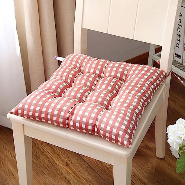 Nvzi Paquete de 4 cojines para silla de comedor con lazos,cojines de asiento cuadrados súper suaves y cómodos antideslizantes para cocina, comedor, oficina, sala de estar, patio -F-40x40CM