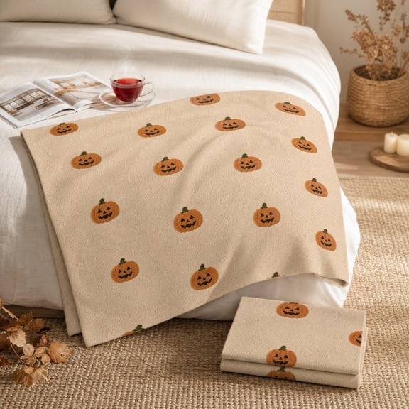 Ghost Halloween Throw Blanket,Cozy Air Conditioning Cover,Cute Decorative Blanket for Sofa Couch Bed Indoor Home Decor