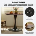 thumbnail image 4 of Walnut Color Round Tulip Dining Table, 31.5 Inch Modern Mid Century Table with MDF Top & Steel Base for Living Room and Kitchen, 4 of 13