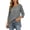 Gray, variant on Women's Solid Color Round Neck 3/4 Raglan Sleeve Ruched Loose Fit Flowy Ruffle Hem Tunic Length Pullover Blouse Top for Vacation Pink S