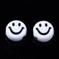 thumbnail image 4 of Opaque Craft Acrylic Beads Flat Round with Smiling Face White 7x4mm Hole: 2mm about 360pcs/50g, 4 of 4