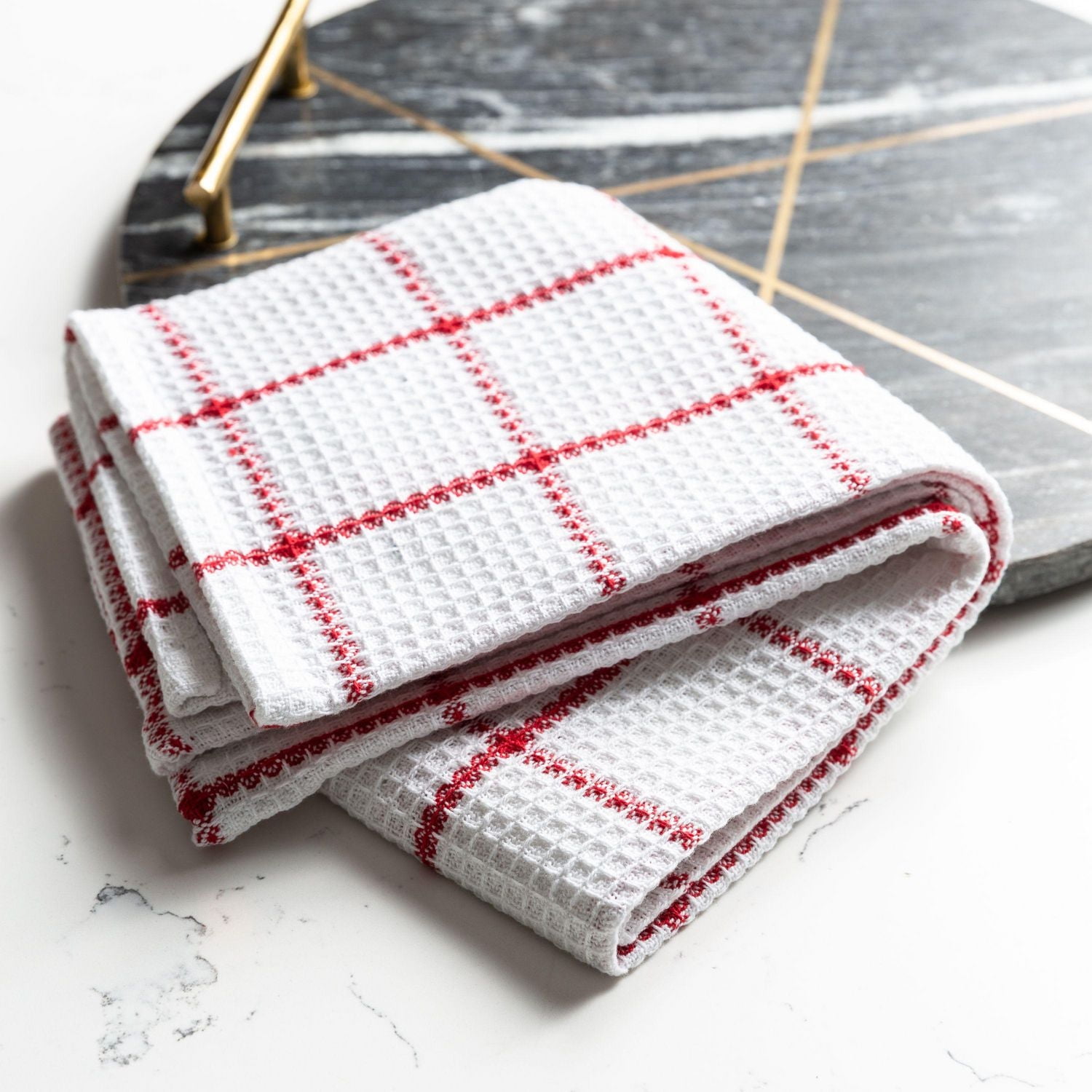 Torchons de cuisine en coton gaufré Fabstyles Solo, torchons à vaisselle extra larges, torchons à vaisselle super absorbants et à séchage rapide avec boucle de suspension, 18 x 28 pouces, lot de 4