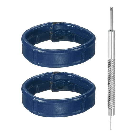 Uxcell 2pcs Leather Watch Band Loops 16mm Replacement Watch Band Keeper Watch Strap Holder Retainer Wristwatch Strap Fastener Rings, Dark Blue