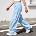 thumbnail image 6 of CPNG Girls Cotton Linen Pants Solid Color Elastic High Waist Wide Leg Pants Lightweight Comfortable Breathable Casual Pants, 6 of 6