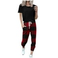 thumbnail image 2 of UPPADA Womens 2 Piece Lounge Sets Two Piece Outfits Loungewear Long Sleeve Crewneck Jogger Pajama Set Sweatpants Tracksuit with Pockets Black,L, 2 of 4
