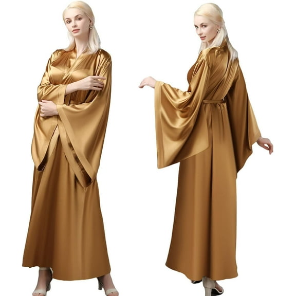 YAOLAN Women's Silk Kimono Long Robe Satin Bridesmaid Wedding Sleepwear Plus Size