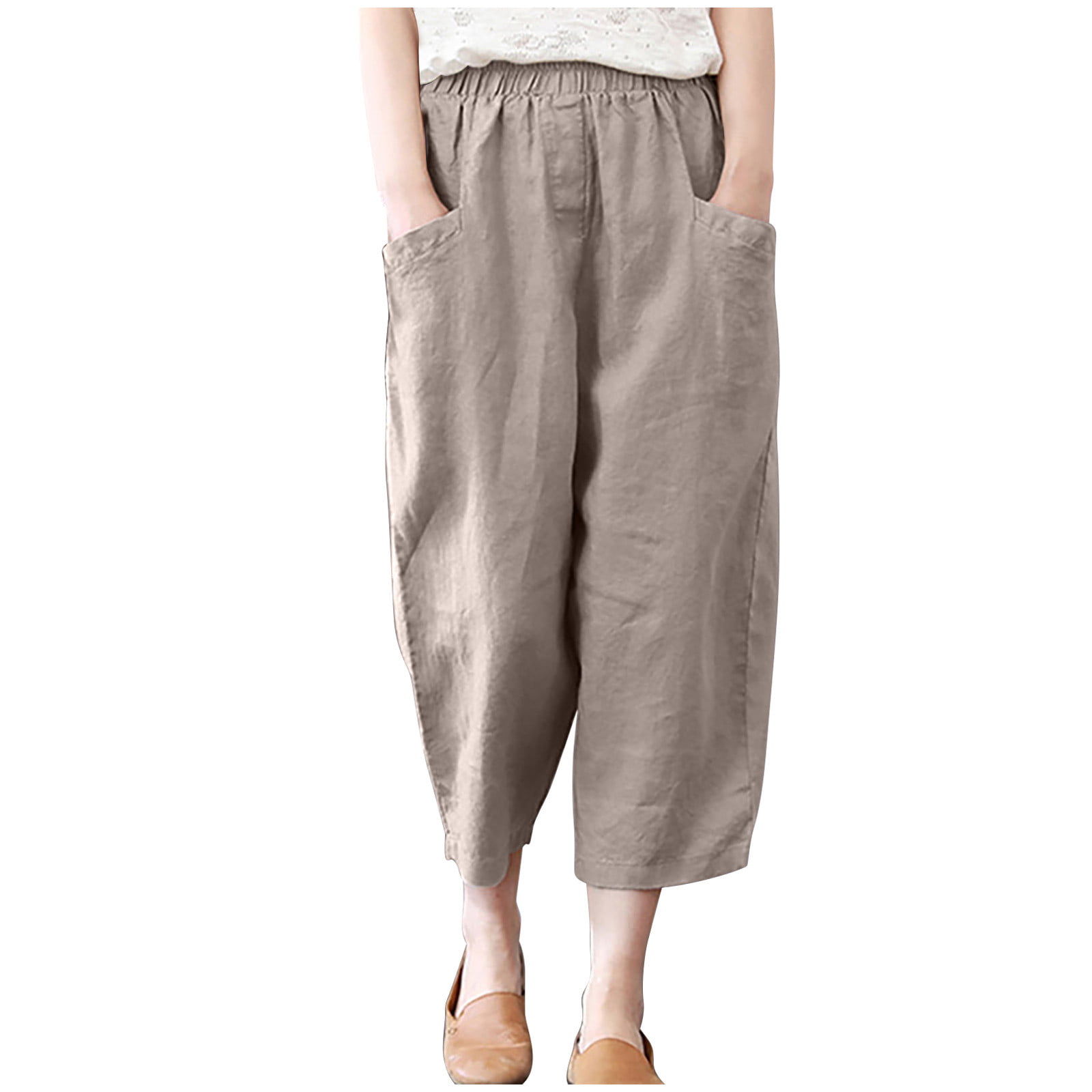 Harem Pants Women Pants Fashion Loose Corduroy Pockets Harem Casual Comfort Cropped Trousers 