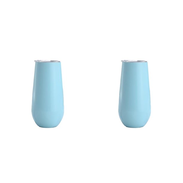 Bearachild Copas de cóctel Copa de doble capa Copa de champán Tostado GlassSipping Suministros para fiestas Vaso de vino Azul claro Azul claro arpox.180ml 2piezas