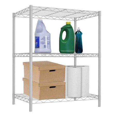 Home Basics JTWS49897-1 3 Tier Commercial Grade Steel Multi-Purpose Adjustable Wire Shelving Unit  White