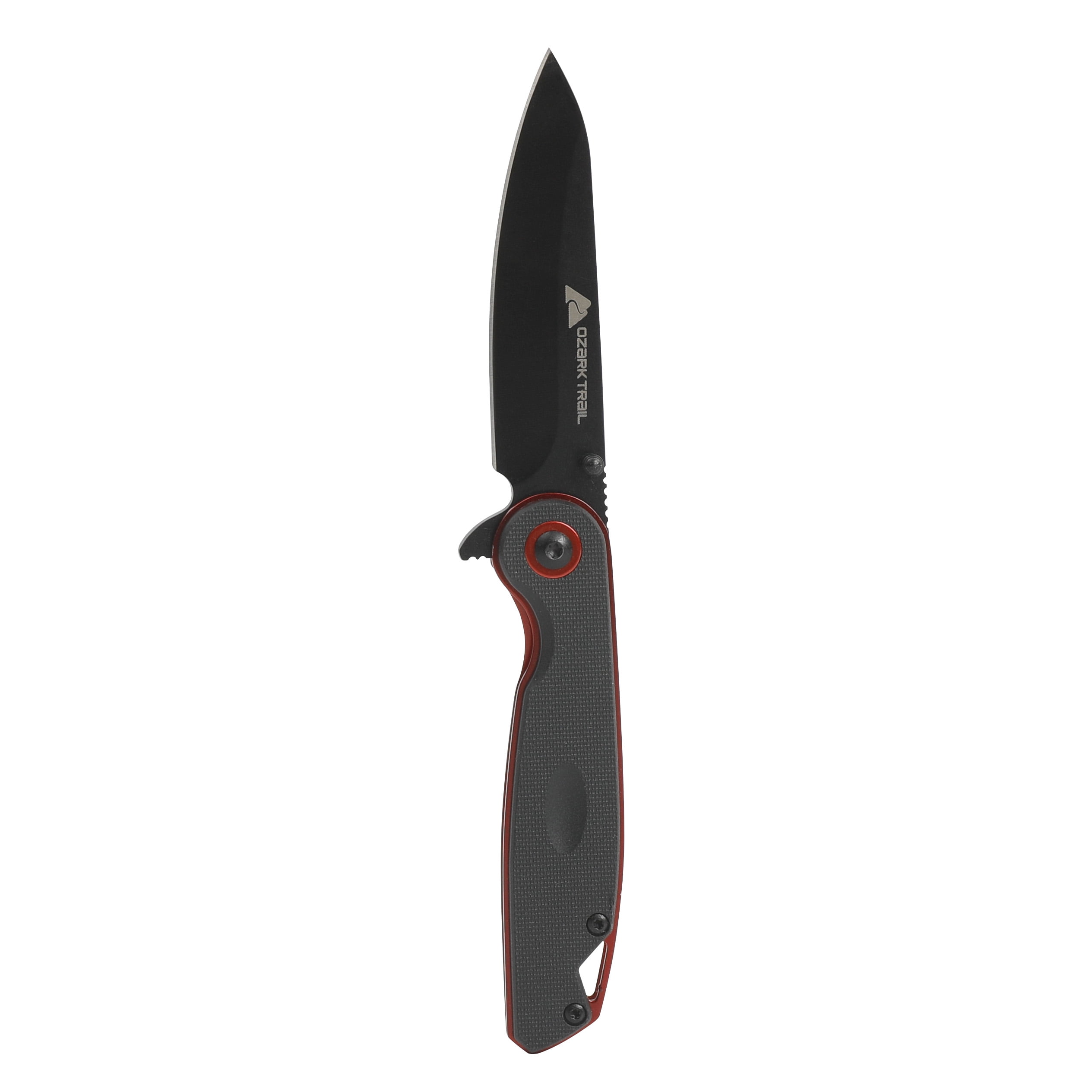 Ozark Trail Fathom 7 inch Folding Knife, Drop Point Blade, Black Handle