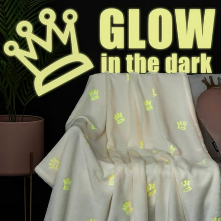HTOOQ Ivory Throw Blanket Glow in The Dark Blanket for Couch Bed Decor Flannel Blanket Throw Fleece Blankets Crown Luminous Throw Fall Blanket Gifts Kids Girls 4HTOOQ x6HTOOQ Inch Walmart