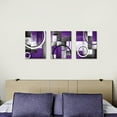 thumbnail image 4 of Purple and Grey Abstract Geometric Circle Canvas Wall Art Rustic Purple Prints Wall Decor Picture Artwork for Living Room Bedroom Wall Decoration Ready to Hang (Purple), 4 of 6