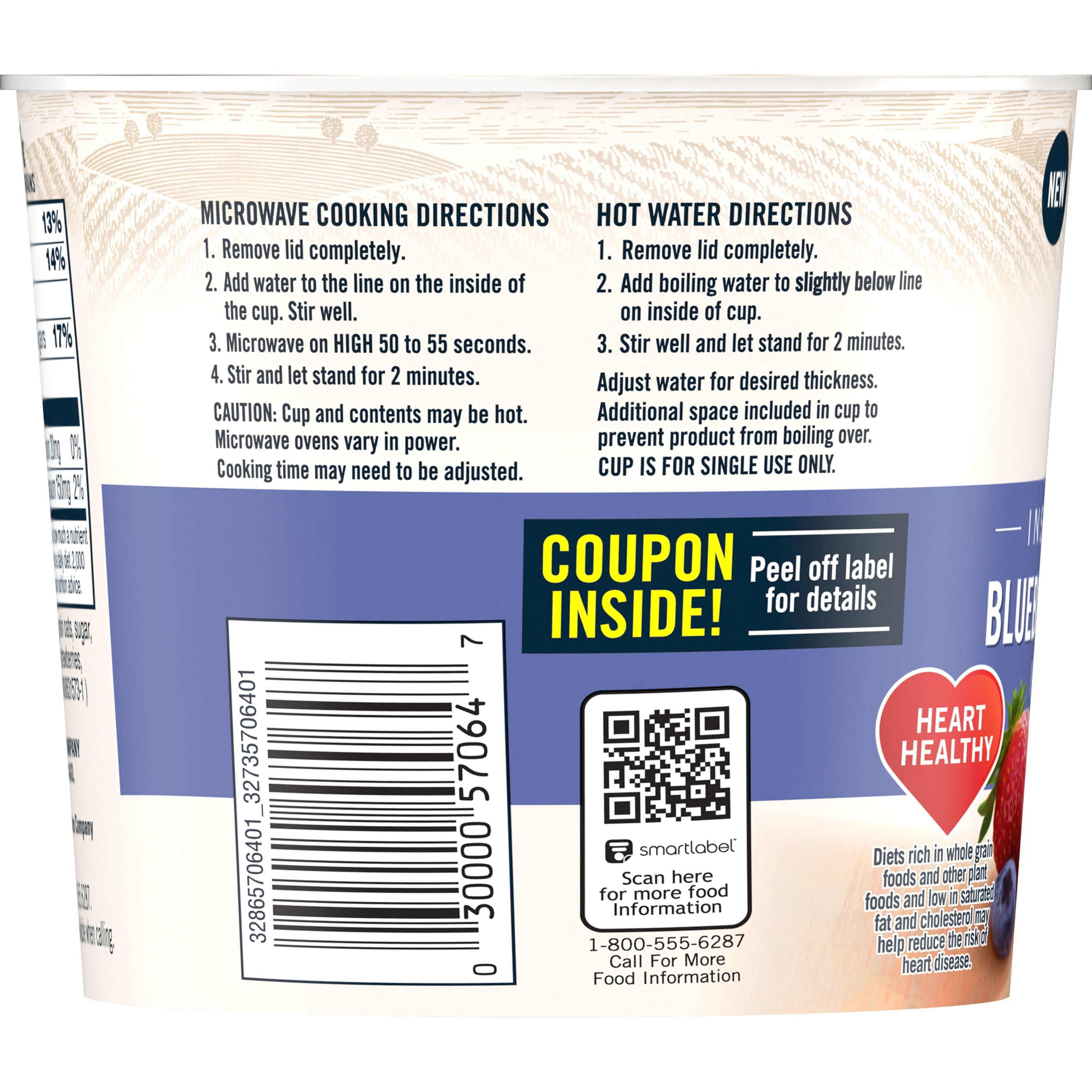 (12 pack) Quaker Blueberry & Strawberry flavored Instant Oatmeal, Quick Cook Oatmeal, 1.69 oz Cup