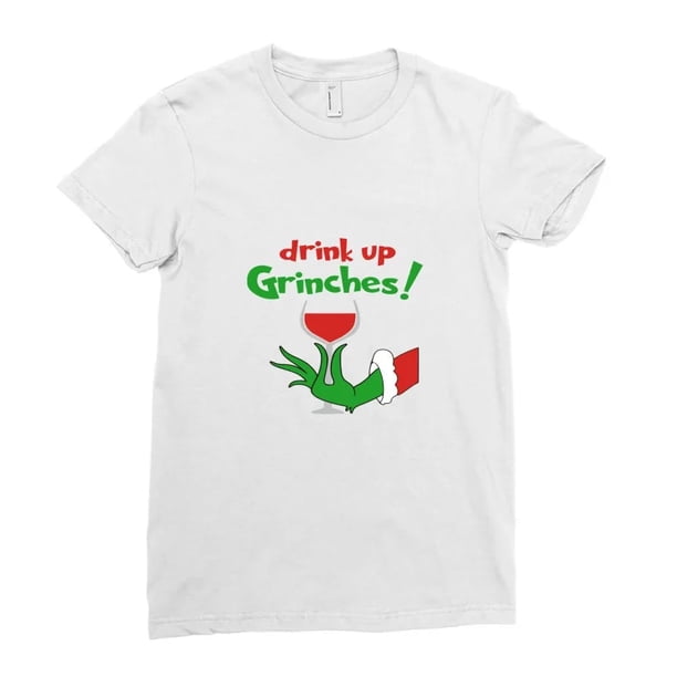 Camiseta con estampado navideño de copa de vino Grinches para mujer, Camiseta con estampado de palmeras, camisa holgada clásica con cuello redondo para hombre