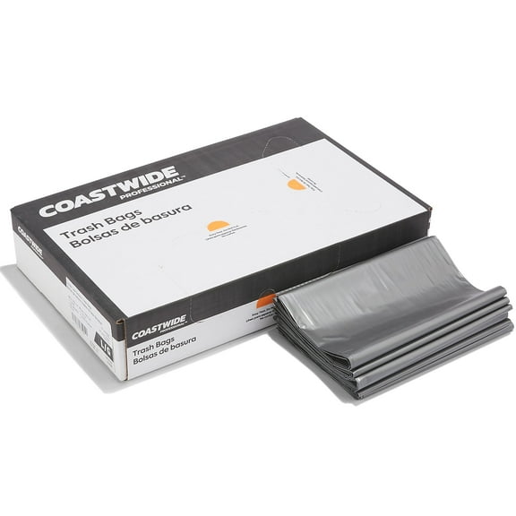 Staples Coastwide Professional 55-60 Gallon Trash Bag 39" x 57" Low Density 1.7 mil Silver 50