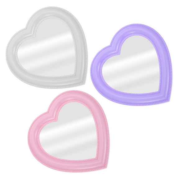 OUNONA 3 Pcs Heart-Shaped Cosmetic Mirror Wall for Women Desktop Home Decor Vanity