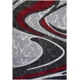 thumbnail image 1 of Tapis Moderne Contemporain à Motif de Vagues Noir et Rouge Foncé, 1 of 4