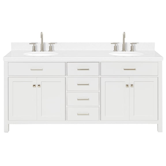 Ariel H072DCQOVOWHT Bristol 72" Free Standing Double Basin Vanity Set - White