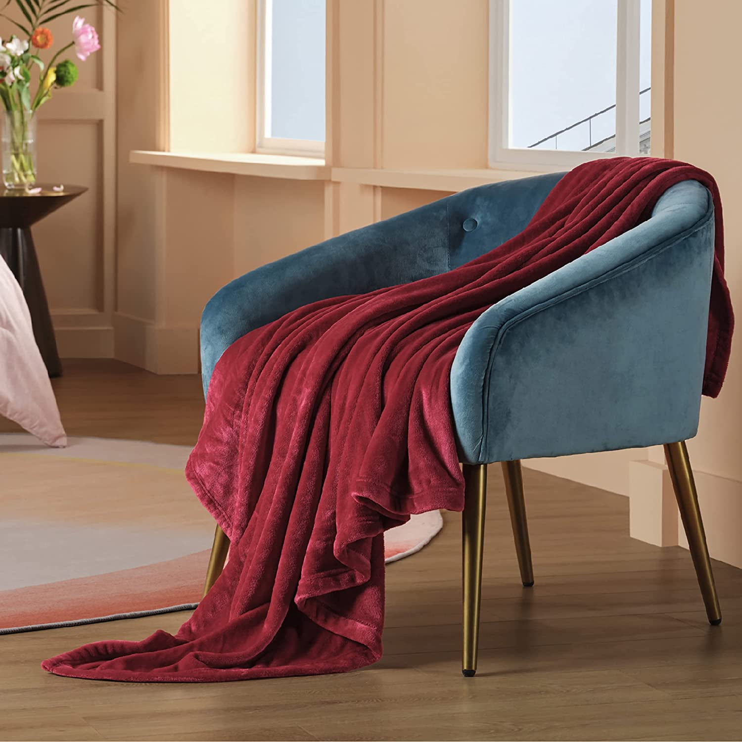 HTOOQ Burgundy Red Fleece Blanket Throw Blanket 300GSM Throw Blankets for Couch Sofa Bed Soft Lightweight Plush Cozy Blankets and Throws for Toddlers Kids Burgundy 50x60 Walmart