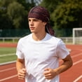 thumbnail image 7 of Do Rag Paisley Printed Polyester Elastic Tie Back Bandana Head Wrap Sweat Wicking Motorcycle Skull Cap for Cycling Running Construction Outdoor Use(Dark Purple-55~58cm), 7 of 7