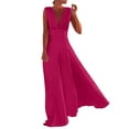 thumbnail image 2 of Women Casual Boho Print Zipper V Neck Sleeveless Long Dress Holiday Dress Floral Summer Dresses for Women Women's Summer Dresses Casual, 2 of 7
