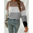 thumbnail image 5 of CUPSHE Womens Color Block Crewneck Long Sleeves Ribbed Knit Pullover Sweater Tops, 5 of 6