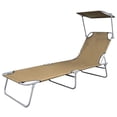 thumbnail image 3 of vidaXL Patio Lounge Chair Folding Sunlounger Outdoor Sunbed with Canopy Steel, 3 of 7