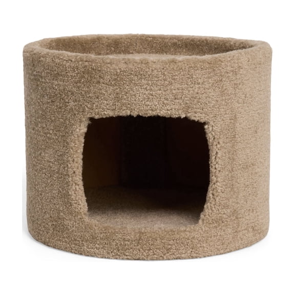 EveryYay Carpeted Hideout Round Cat Condo with Hideaway 10.5" H